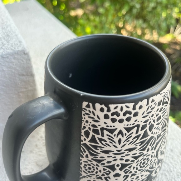 OPAL HOUSE STONEWARE LARGE CERAMIC BROWN & CREAM STENCIL DESIGN COFFEE MUG CUP - Picture 5 of 7